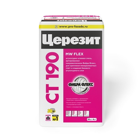 Ceresit  CT 190 Клей/штукатурная смесь для мин.ваты 25 кг/48под